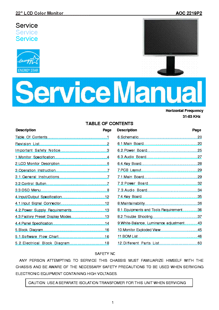 Download Aoc Monitor Service Manual Software